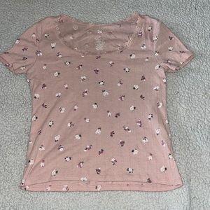 SO. pink flowered T-shirt. Size: Medium. worn once